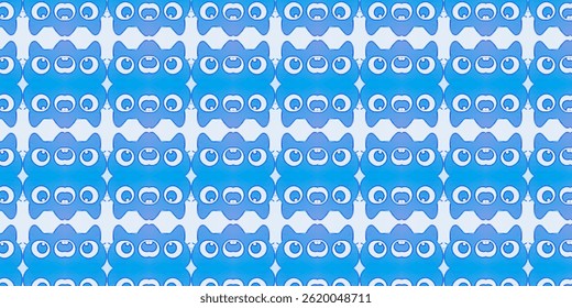 Seamless Cute Blue Cartoon Cat Pattern – Playful Background