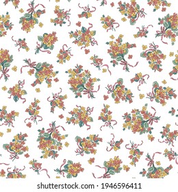 Seamless and cute bouquet illustration pattern,
