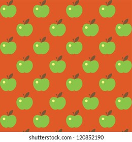 Seamless cute bright colorful apple pattern in vector./ Green apples