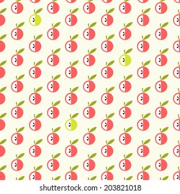 Seamless cute bright colorful retro apple pattern. vector