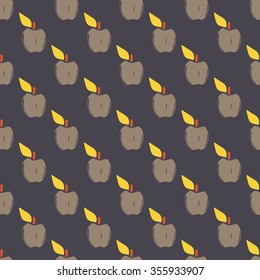 Seamless cute bright colorful retro apple pattern in vector