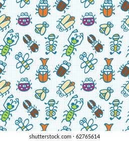 seamless cute bug pattern