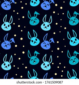 Seamless Cute Bunny Animal Pattern, Kids Apparel Pattern, Vector Illustration EPS 10.