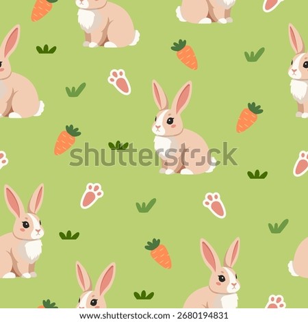 Seamless Cute Bunny Pattern with Carrots Kids Design