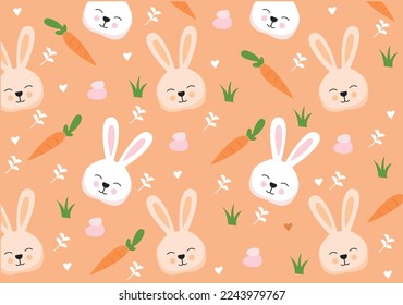 Seamless cute bunny pattern. Vector design for paper covers interior decoration of fabrics and other users