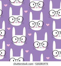 seamless cute bunny pattern vector illustration