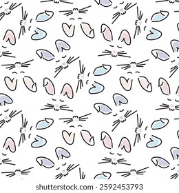 seamless cute bunny rabbit pattern vector illustration