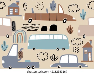 diseño de dibujos animados sin costura de coches.