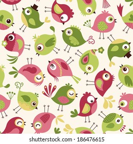 Fondo de pantalla de fondo de patrón de pájaros de dibujos animados lindos sin costura