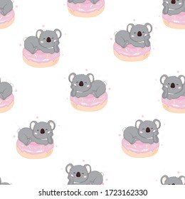 Seamless Cute Cartoon Koala Pattern Vector