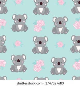 Seamless Cute Cartoon Koala Pattern Vector