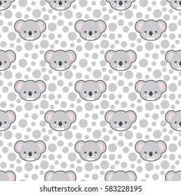 Seamless Cute Cartoon Koala Pattern Vector