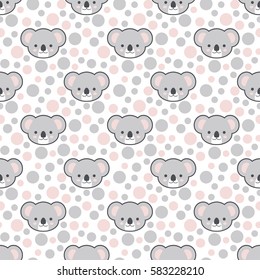 Seamless Cute Cartoon Koala Pattern Vector