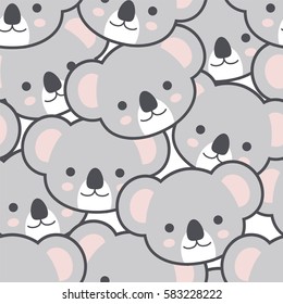Seamless Cute Cartoon Koala Pattern Vector