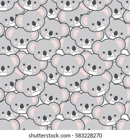 Seamless Cute Cartoon Koala Pattern Vector