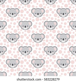 Seamless Cute Cartoon Koala Pattern Vector