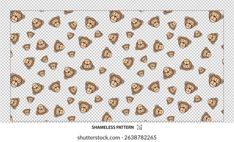 Seamless cute cartoon lion faces pattern with playful animal illustration on transparent background