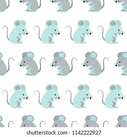 Seamless cute cartoon mice pattern.