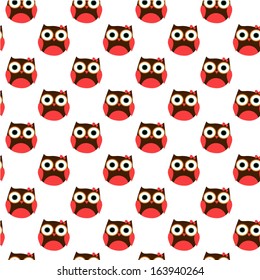 Seamless cute cartoon owls