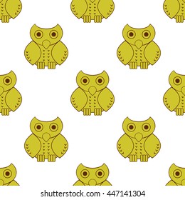 Seamless cute cartoon owls birds pattern background vector