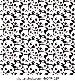 Seamless Cute Cartoon Panda Face Pattern