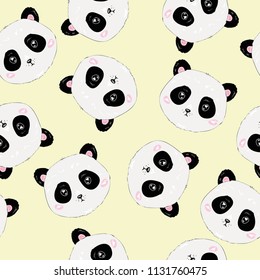 Seamless Cute Cartoon Panda Pattern, vector, animal