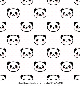 Seamless Cute Cartoon Panda Pattern