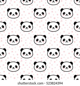 Seamless Cute Cartoon Panda Pattern