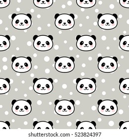 Seamless Cute Cartoon Panda Pattern