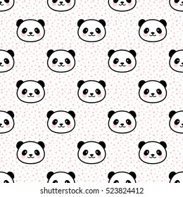 Seamless Cute Cartoon Panda Pattern