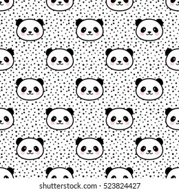 Seamless Cute Cartoon Panda Pattern