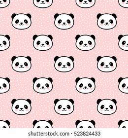 Seamless Cute Cartoon Panda Pattern