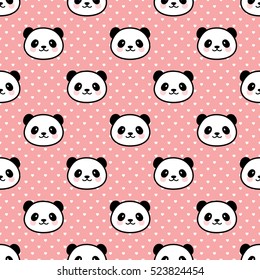 Seamless Cute Cartoon Panda Pattern