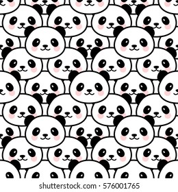 Seamless Cute Cartoon Panda Pattern