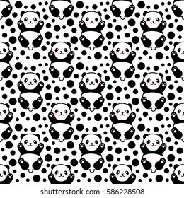 Seamless Cute Cartoon Panda Pattern