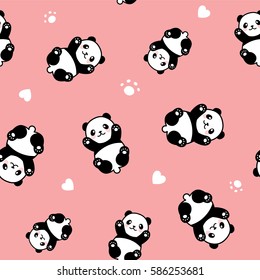 Seamless Cute Cartoon Panda Pattern