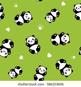Seamless Cute Cartoon Panda Pattern