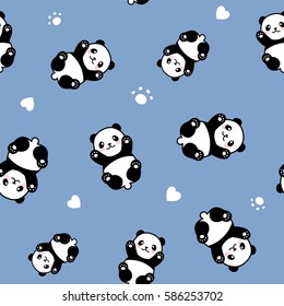 Seamless Cute Cartoon Panda Pattern