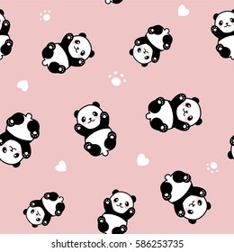 Seamless Cute Cartoon Panda Pattern