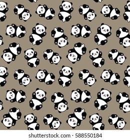 Seamless Cute Cartoon Panda Pattern