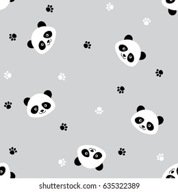 Seamless Cute Cartoon Panda Pattern