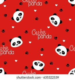 Seamless cute cartoon panda pattern