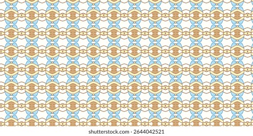 Seamless cute cartoon pattern of smiling characters in blue hats and beige clothing, arranged symmetrically for playful, decorative, or textile use.