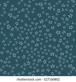 Seamless cute cartoon stars pattern, hand drawn vector illustration