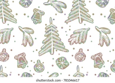 Seamless cute cartoon stars pattern, hand drawn vector illustration