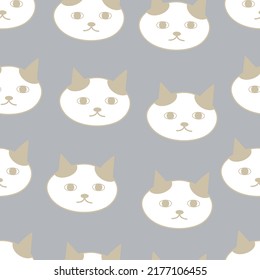 Seamless cute cat, accessory, textile, pet pattern.