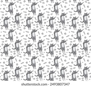 Seamless Cute Cat Background Pattern Vector