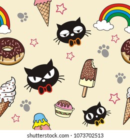 seamless cute cat pattern vector illustration