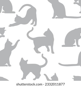 Seamless cute cat pattern. Vector Illustration