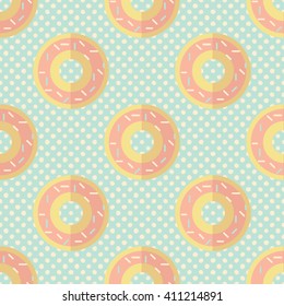 Seamless cute childish pattern with crumpled paper texture. Donuts pattern. Bright pastel colors. Kids wallpaper. Seamless background.